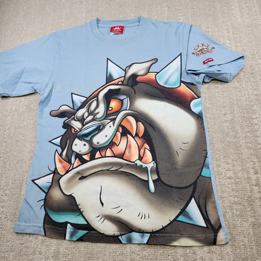 Vintage JNCO Jeans Shirt Men Small‎ Bulldog Big Logo Blue USA Made 90s Y2K